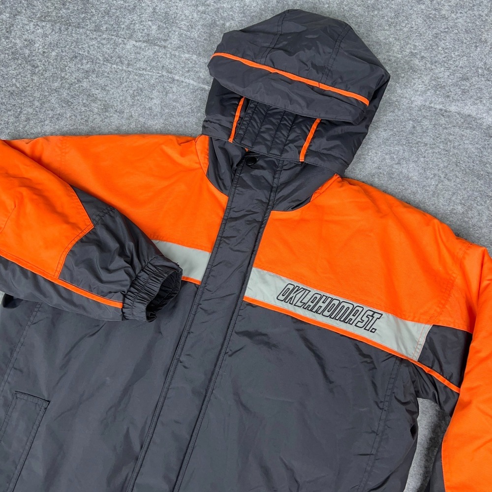 VTG‎ Oklahoma State Jacket Mens Large Black Orange Russell Athletic Hooded 90s
